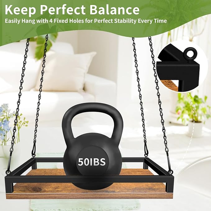 Plant Hanger Indoor, 2 Pack 16" Wooden Hanging Plant Holder - Image 3