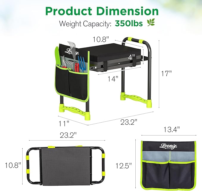 10.8” Wide Garden Kneeler and Seat, Heavy Duty Foldable Gardening Stool - Image 2
