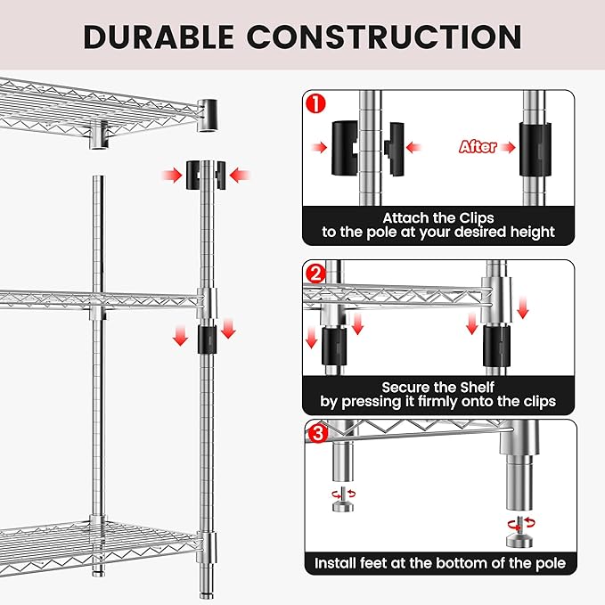 Xcity Storage Shelves, 5 Tier Heavy Duty Metal Shelving Unit, 2000 LBS Capacity - Image 6