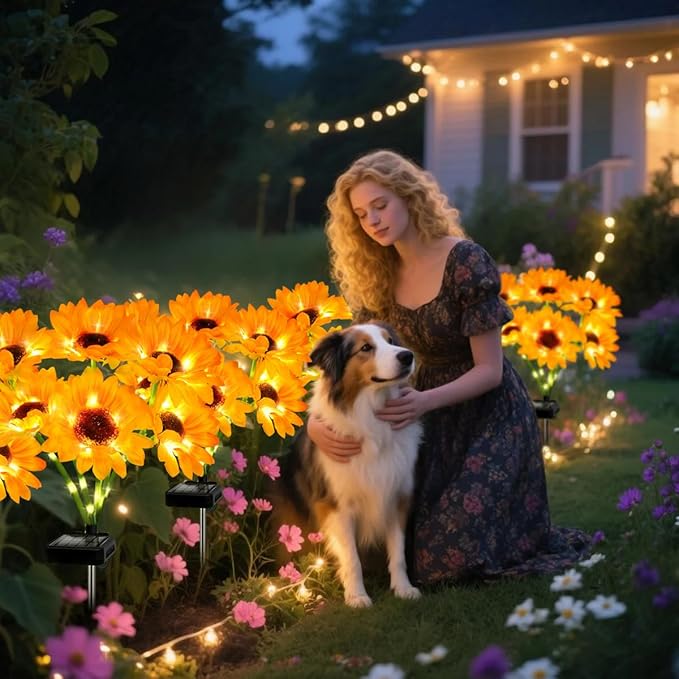 Solar Sunflower Lights 6 Pack - Image 3