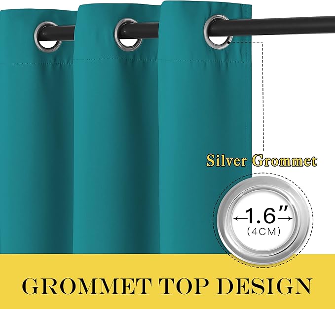 NICETOWN Blackout Peacock Teal Curtain & Drape - Image 3