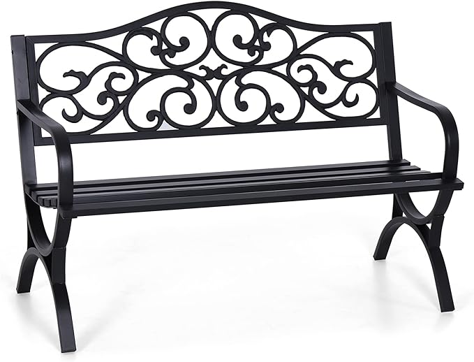 Sophia & William 50" Outdoor Garden Bench Patio Park Bench, Cast Iron Metal by SophiaWilliam