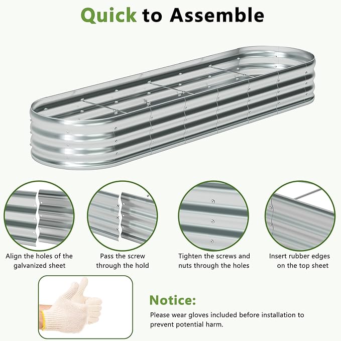 zizin 2 Pack Galvanized Raised Garden Bed Metal Oval Raised Garden Beds Outdoor - Image 5