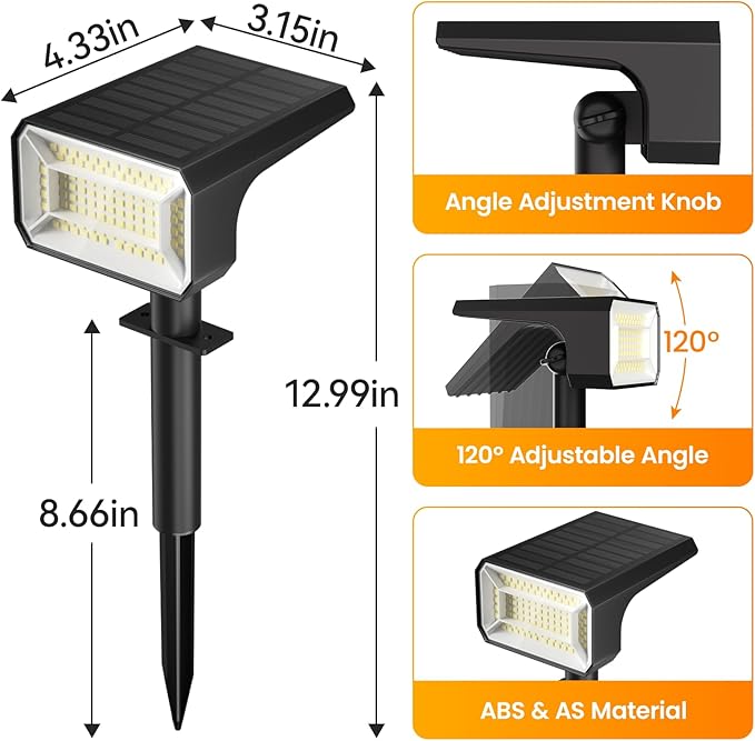 Fabrito 8 Pack Solar Spot Lights Outdoor Waterproof IP67, Dusk to Dawn - Image 8