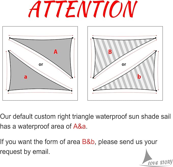 LOVE STORY Right Triangle 6'x8'x10' Waterproof Sun Shade Sail Canopy UV Block - Image 2
