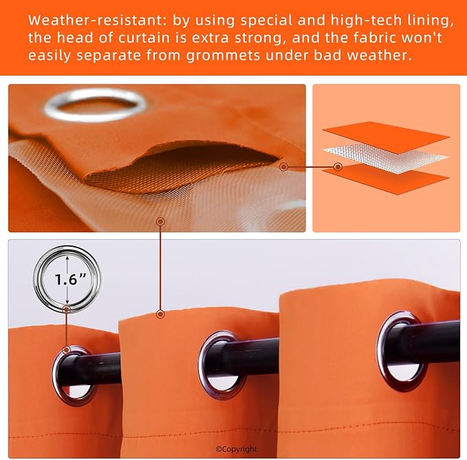 Waterproof Outdoor Curtain W52 x L84 - Image 3