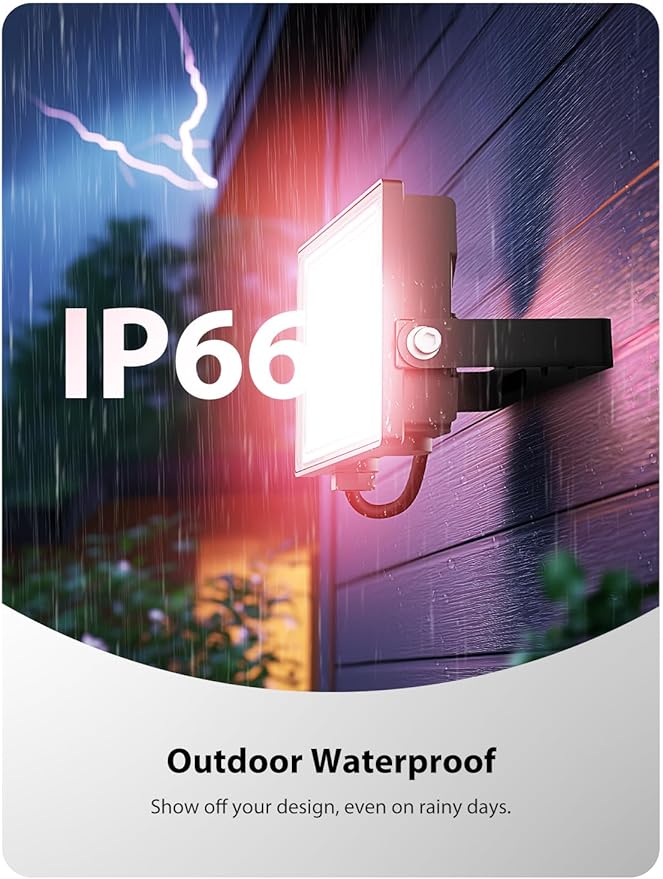 Onforu LED Flood Light Outdoor 250W Equivalent, 25W Color Changing RGBW - Image 6
