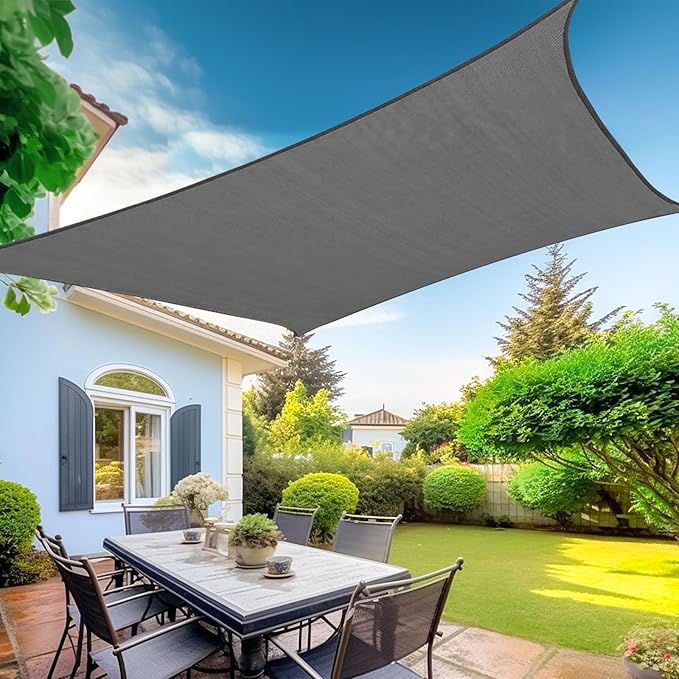 KANAGAWA Sun Shade Sail Curved 20'X26' Dark Gray Rectangle Outdoor Shade Cover by KANAGAWA