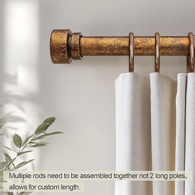 Retro Gold Curtain Rods for Windows 28 to 48 Inches Adjustable Length Heavy - Image 3