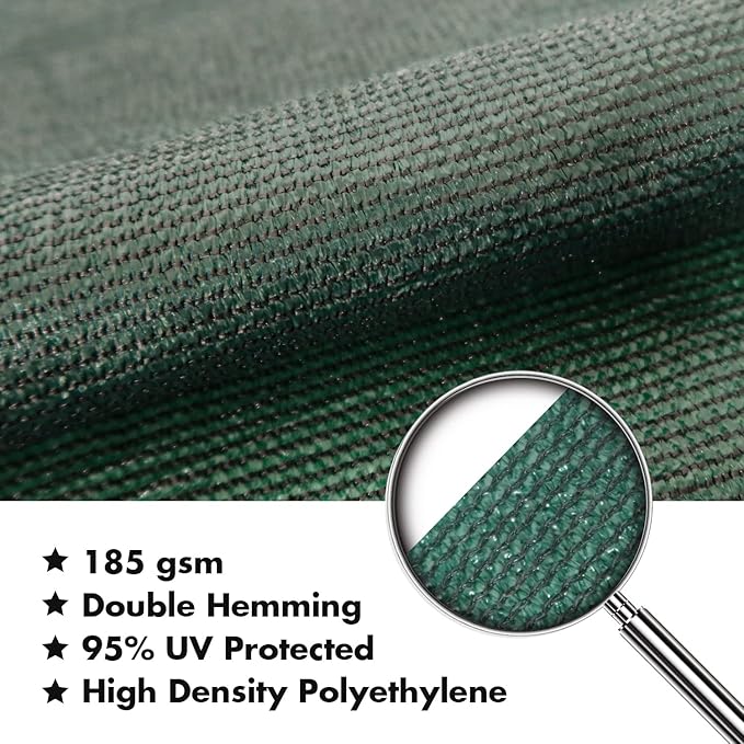 KANAGAWA 8'X9' Dark Green Custom Size Sun Shade Sail Rectangle UV Block Canopy - Image 4