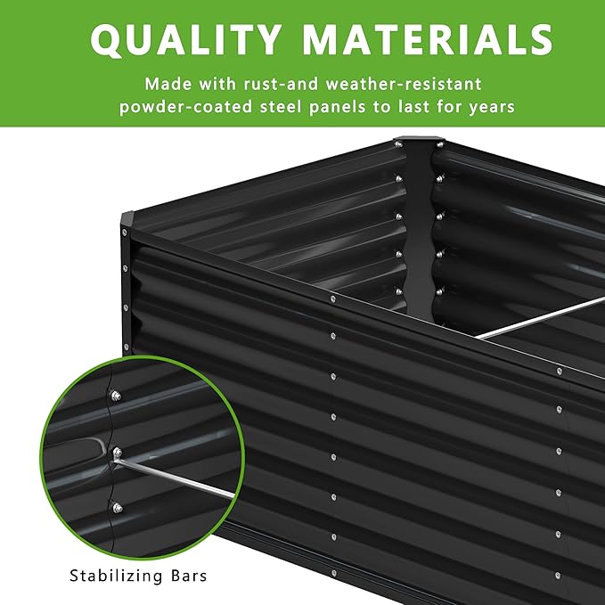 2PCS 8x4x1FT Galvanized Raised Garden Bed, Planter Raised Beds-Metal Garden Box - Image 4