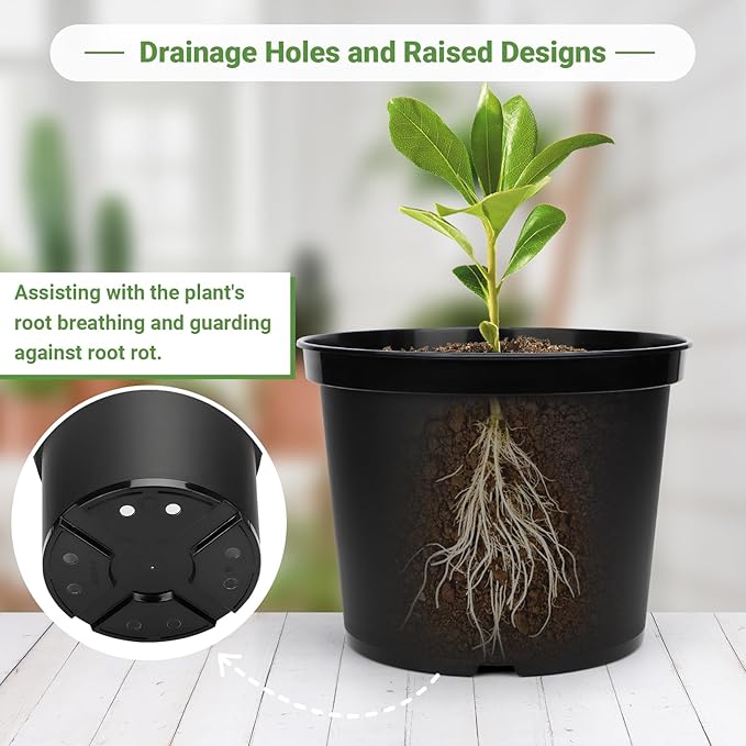 GREANER 5 Gallon Black Planter Pots, Seed Starting Container - Image 4