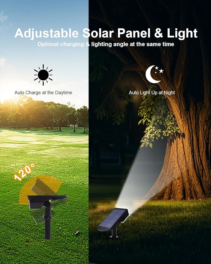 6 Pack Solar Powered Outdoor Spot Lights Outside Waterproof 20 LEDs Landscape - Image 3