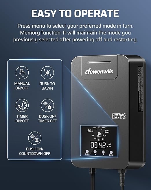 DEWENWILS 300W Low Voltage Landscape Transformer, 120V AC to 12V/14V AC Low - Image 2