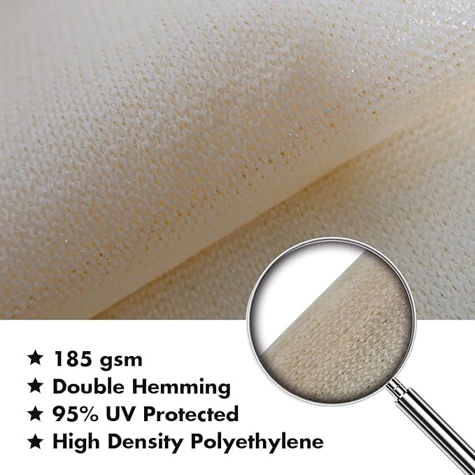 KANAGAWA 18'X22' Cream Custom Size Sun Shade Sail Rectangle UV Block Canopy - Image 4