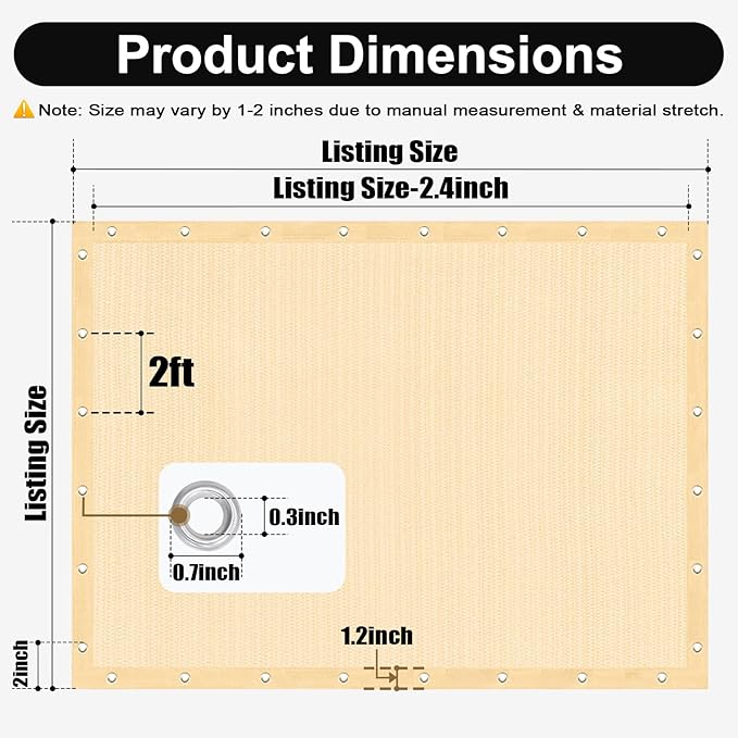 Artpuch 90% Sun Shade Cloth, 8 x 10 FT Pergola Shade Cover Canopy - Image 4