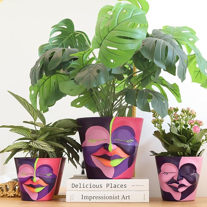 GUGUGO 8 Inch Planter Abstract Rainbow Face Pots - Image 5