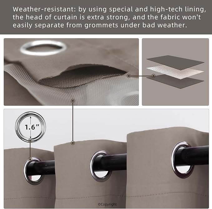 Waterproof Outdoor Curtain W84 x L120 - Image 3