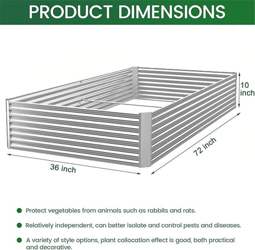 4 Pack 6x3FT Corrugated Galvanized Steel Raised Garden Bed Outdoor, Metal Above - Image 2