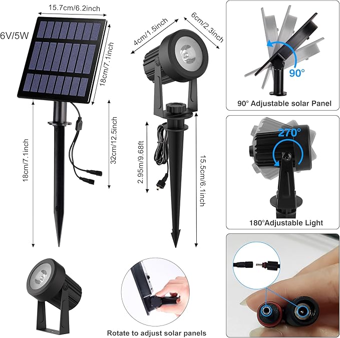 Solar Spot Lights Outdoor, 4-in-1 Solar Landscape Spotlight Waterproof 9.8ft - Image 5