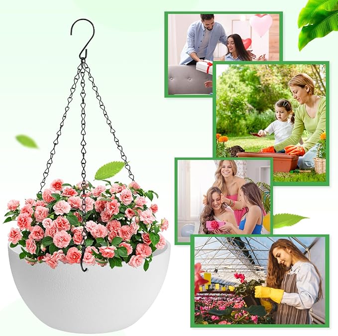13 inch Hanging Planters for Indoor Plants, 2 Pack Planters for Outdoor Plants - Image 6