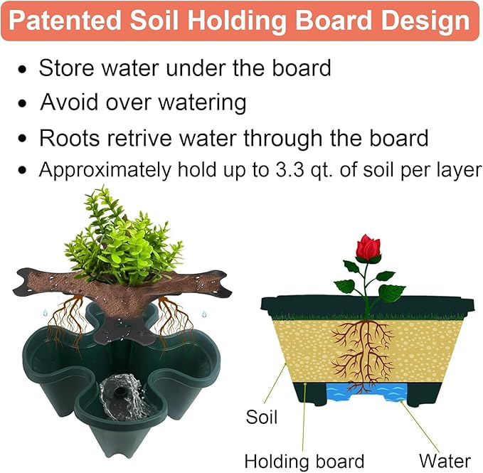 Vertical Planter 3 Tier Stackable Planters Garden Planters Strawberry Herb - Image 3