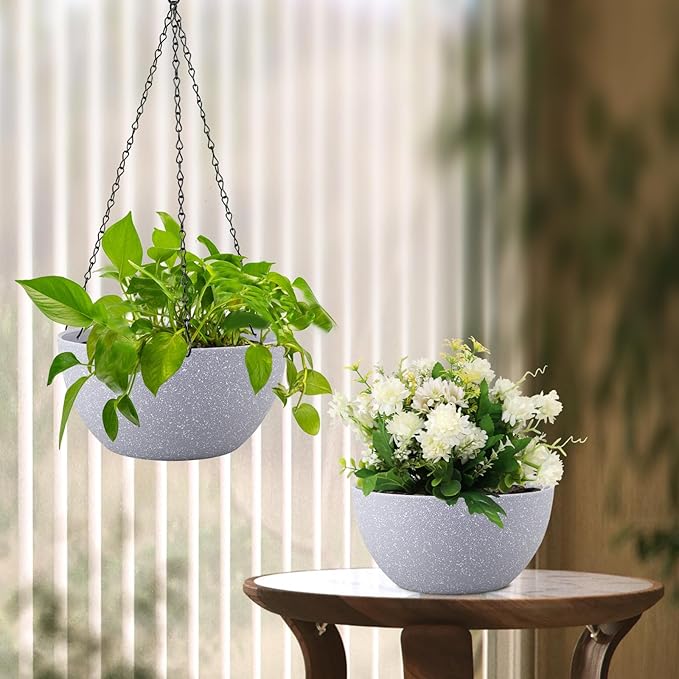8 inch Small Hanging Planters for Indoor Outdoor Plants, 2 Pack Hanging Flower - Image 7
