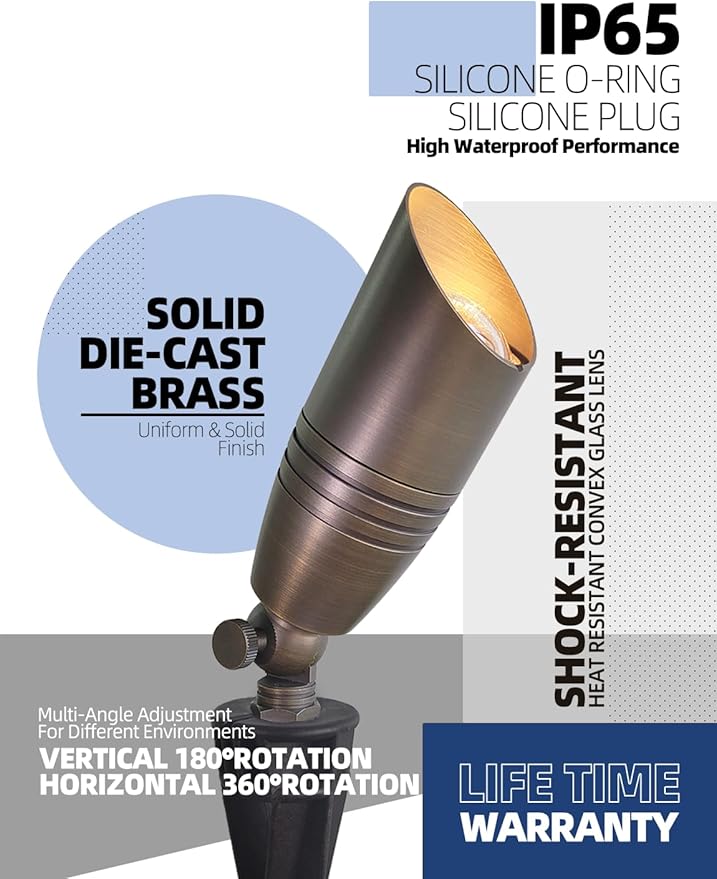 MALORY Brass Landscape Spotlights 4-Pack - Image 3
