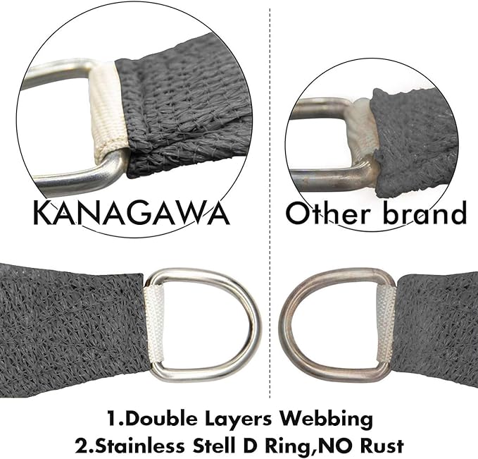 KANAGAWA Sun Shade Sail 16'x16' Dark Gray Rectangle UV Block Canopy Cover - Image 3