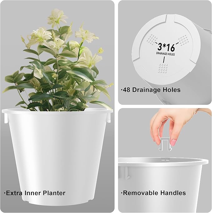 Kante Tall Round Planter Set of 2, 15 Inch Tall Decorative Planter Pots - Image 7