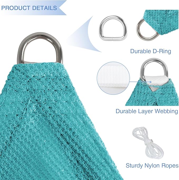 E&K Sunrise 8' x 8' x 8' Sun Shade Sail Triangle Canopy Shade Cover UV Block - Image 4
