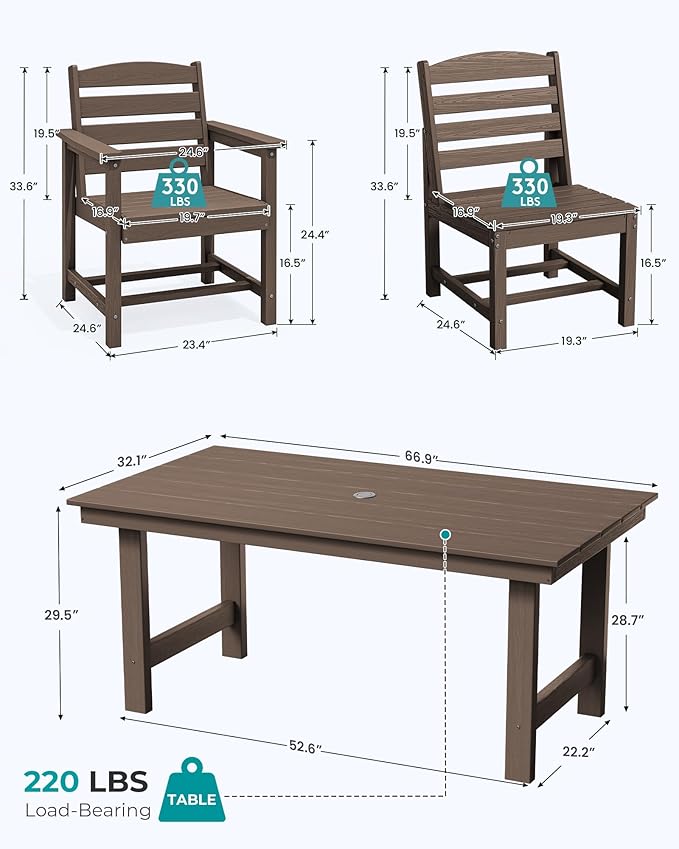 SERWALL Patio Dining Sets for 10 Person, HDPE Dining Set - Image 5