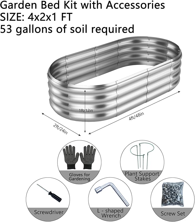 Galvanized Metal Planter Raised Garden Bed Kit - Image 2