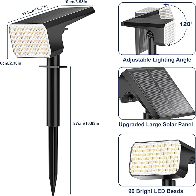 LANSOW 12 Pack Solar Spot Lights Outdoor Waterproof IP67, Solar Landscape - Image 8