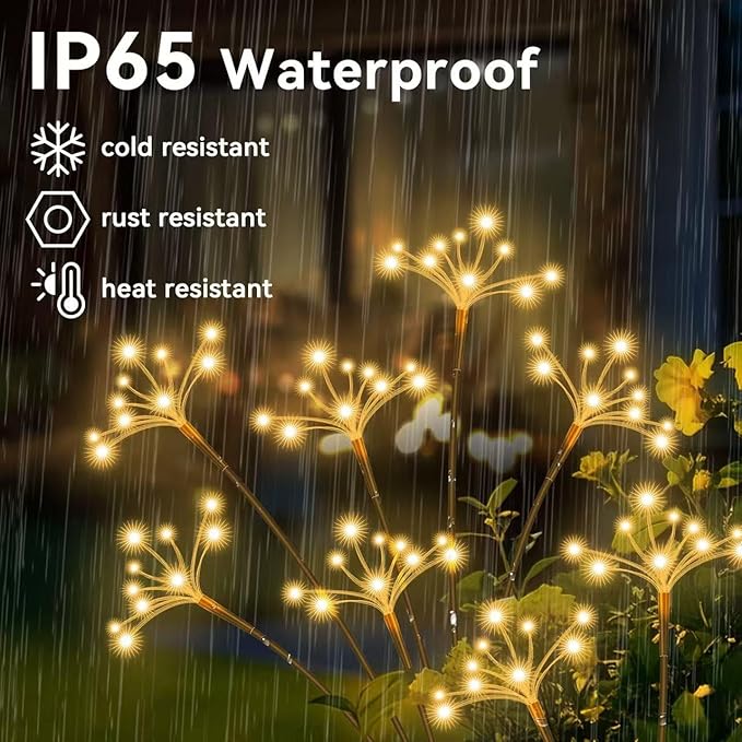 JJGoo Solar Garden Lights, New Upgraded 2 Pack Solar Swaying Starburst Light - Image 5