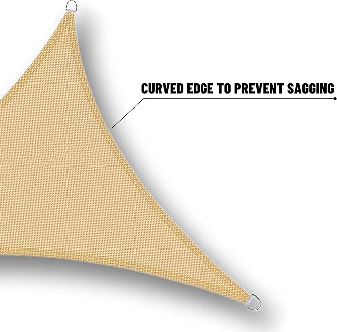 SUNNY GUARD Waterproof Sun Shade Sail 12'x12'x17' Sand Right Triangle UV Block - Image 5