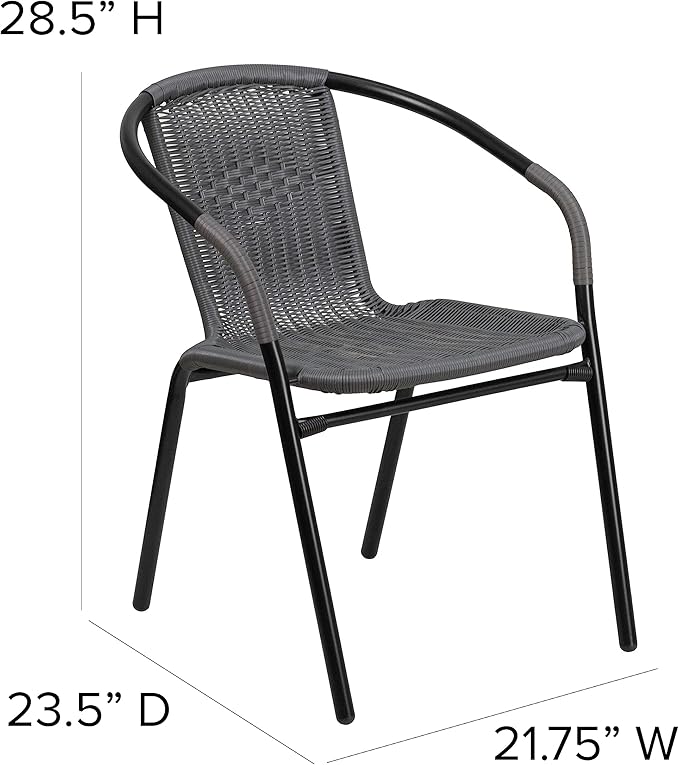 Flash Furniture Lila Modern Rattan Indoor/Outdoor Stackable Dining Chairs - Image 3