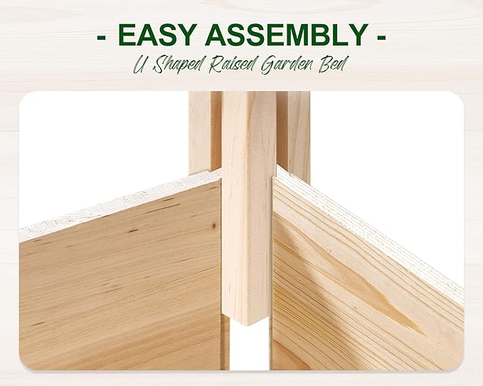 AMERLIFE U-Shaped Raised Garden Bed, 7.5Wx12Dx1.6H Outdoor Wooden Raised Garden - Image 6