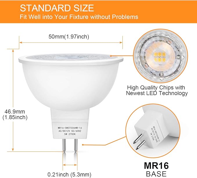Mlambert 24 Pack MR16 LED Bulbs 50W Halogen Equivalent, 2700K Warm White - Image 2