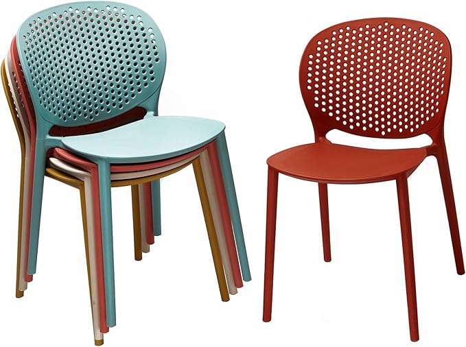 2xhome Set of 3 Patio Dining Chairs | Modern Stackable Outdoor Pool Side Chair - Image 5