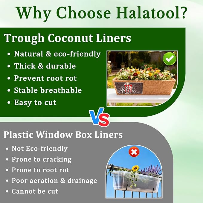Halatool 4 Pack 24 Inch Window Box Liners, Pre-Formed Coco Fiber Replacement - Image 5