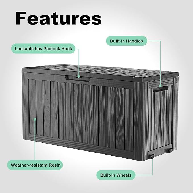 EasyUp 90 Gallon Outdoor Deck Box Waterproof, UV Resistant Resin Outdoor - Image 5