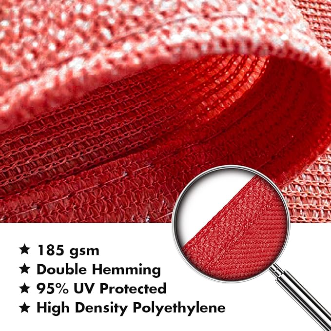 KANAGAWA Sun Shade Sail 8'x10' Scarlet Rectangle UV Block Canopy Awning Shelter - Image 5