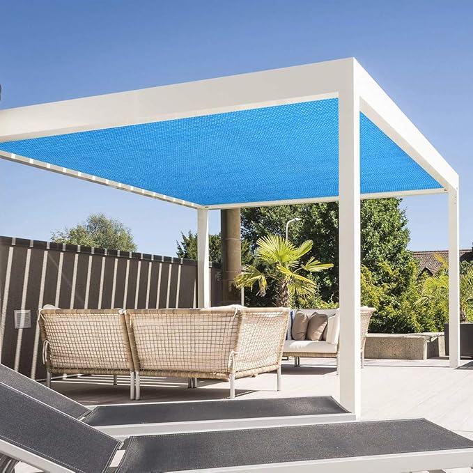 Eden's Decor Straight Flat-Edged Sun Shade Sail Rectangular 4' x 14' Blue - Image 6