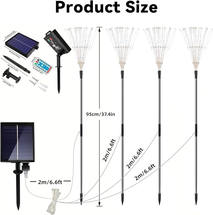 Solar Garden Lights Outdoor Waterproof, 4 Pack Total 480 LED Solar Starburst - Image 4