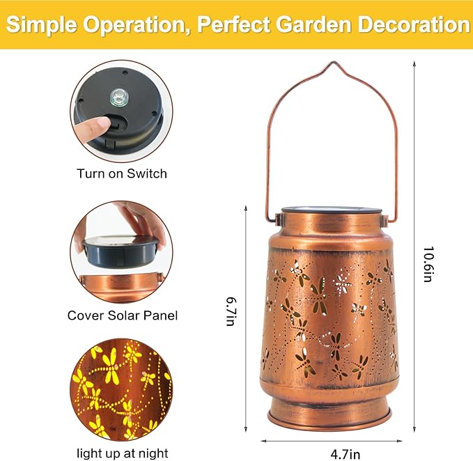 Dragonfly Birthday Gifts for Women Mom Grandma Solar Lanterns Outdoor - Image 5