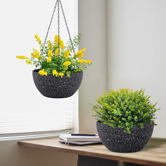 12 inch Large Hanging Planters for Indoor Outdoor Plants, 2 Pack Hanging Flower - Image 5