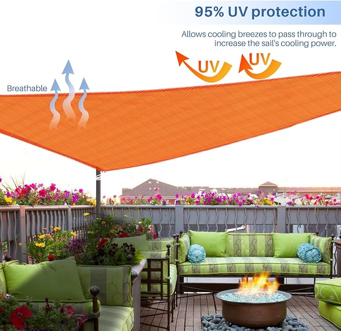E&K Sunrise 7' x 7' x 7' Sun Shade Sail Triangle Canopy Shade Cover UV Block - Image 5
