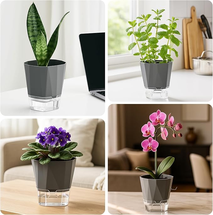 2 Pack Self Watering Plant Pots 8.4" Self Watering Planters - Image 7