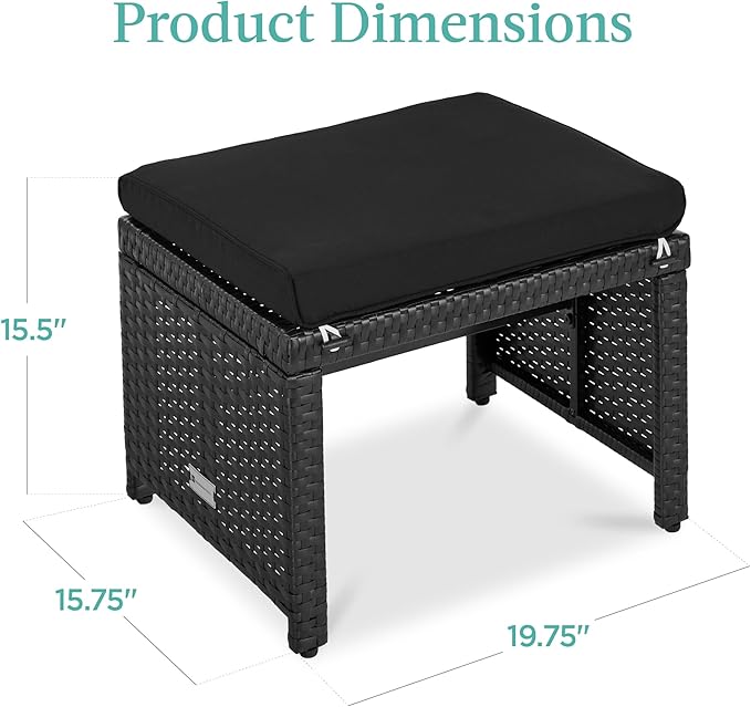 Best Choice Products Set of 2 Wicker Ottomans, Additional Seating, Side Table - Image 7